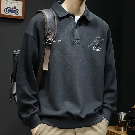POLO领卫衣男秋冬款潮牌大码2023新款男士秋季长袖上衣重磅百搭商品大图
