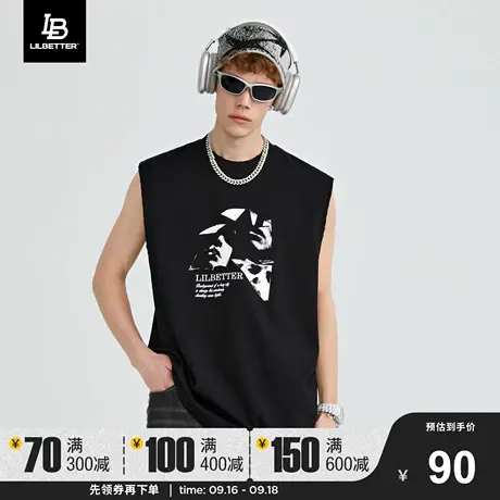 Lilbetter背心男士夏季高级感运动上衣潮牌男装街头嘻哈风无袖T恤图片