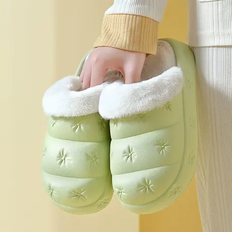 可拆卸棉拖鞋女士秋冬季防水防滑2023新款家居室内厚底毛毛拖鞋女商品大图