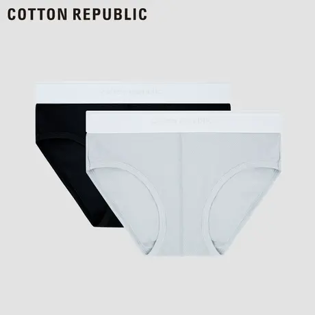 Cotton Republic/棉花共和国莫代尔宽腰边纯色斜纹女士三角内裤图片