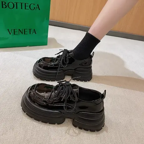 厚底玛丽珍小皮鞋女秋英伦风复古松糕小众设计百搭系带休闲蛋糕鞋商品大图