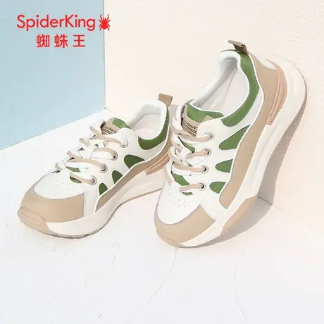 SPIDER KING/蜘蛛王女鞋真皮2023春商场新款休闲运动德训鞋女潮流图片