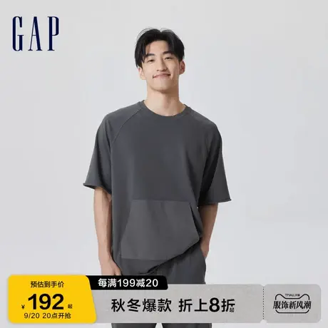 Gap男装夏季2023新款LOGO廓形运动短袖卫衣T恤810622潮流休闲上衣图片