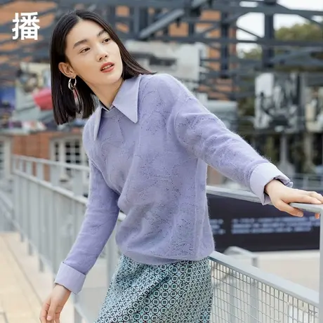 播针织毛衫女2023秋季新款圆领浮雕针织设计感小众百搭套头毛衣图片