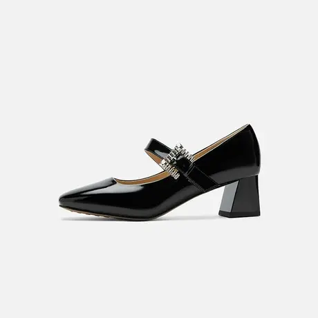 Nine West/玖熙2025年春季新款玛丽珍鞋女方头一字扣带粗跟单鞋女图片