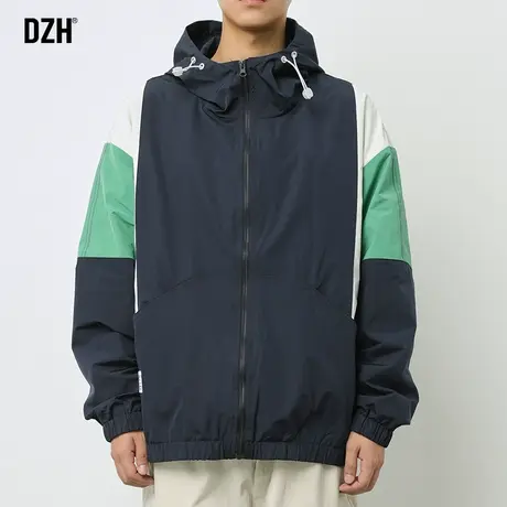 男士户外冲锋衣男潮牌美式连帽拼接外套秋季男装2023新款夹克百搭商品大图