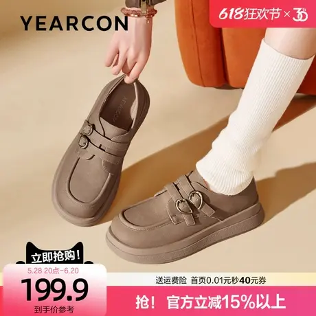 意尔康法式复古乐福鞋女2025春季新款松糕厚底增高小皮鞋通勤单鞋图片