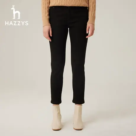 【商场同款】Hazzys哈吉斯内里加绒修身牛仔裤女士秋冬季新款裤子图片