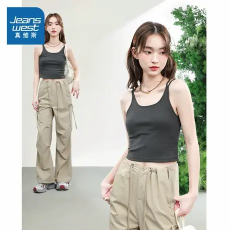 KMV真维斯吊带背心女2025夏新款爆款内搭美背灰色可外穿瑜伽上衣图片