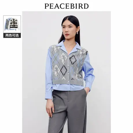 【商场同款】太平鸟女装秋季新款时髦假两件线开衫A1EDD3404商品大图