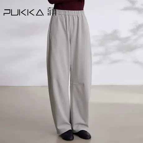 蒲PUKKA 2023秋新品简约香蕉卫裤女针织拼接宽松休闲阔腿长裤图片