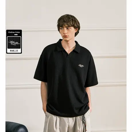 Lilbetter肌理polo衫短袖男夏季有领半袖轻熟风宽松高级感翻领潮商品大图