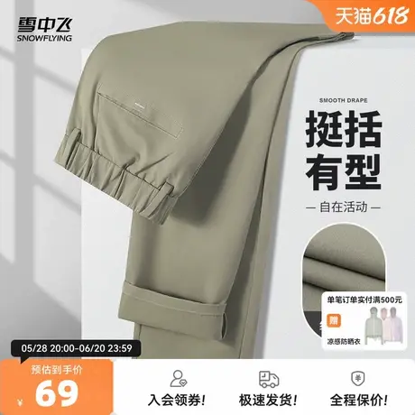 雪中飞25夏新款挺括有型纯色直筒裤轻奢易打理日常通勤男休闲裤W图片