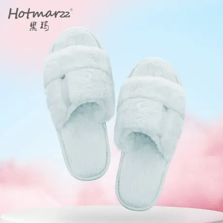 hotmarzz/黑玛毛毛鞋外穿新款秋冬毛绒棉拖厚底毛毛拖鞋女商品大图