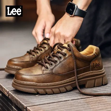 Lee男鞋2025新款春季低帮马丁靴男士真皮厚底工装鞋复古休闲皮鞋商品大图