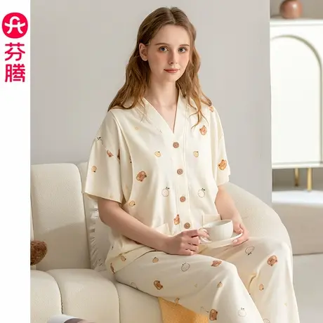 芬腾服饰月子服女士夏季薄款纯棉短袖孕妇睡衣产妇产后喂奶家居服商品大图