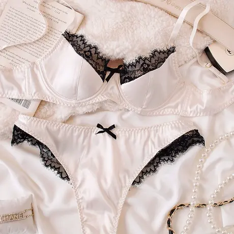 风情万种*性感文胸拼接蕾丝纯欲风2024内衣套装商品大图