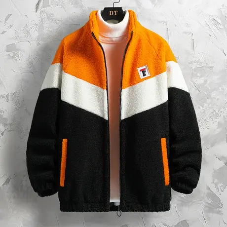 立领夹克男士颗粒绒秋冬季新款韩版潮流宽松羊羔毛卫衣摇粒绒外套商品大图