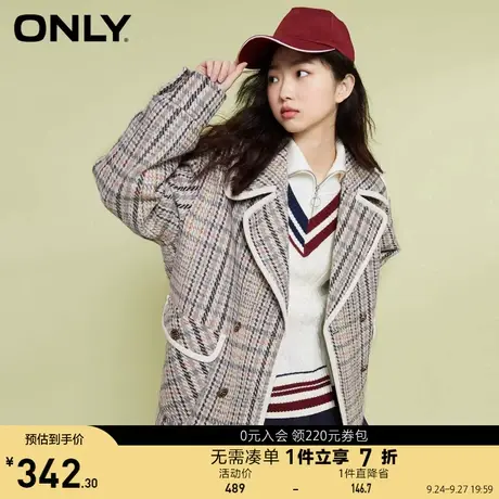 ONLY奥莱夏季学院风复古格纹宽松直筒风衣外套女商品大图