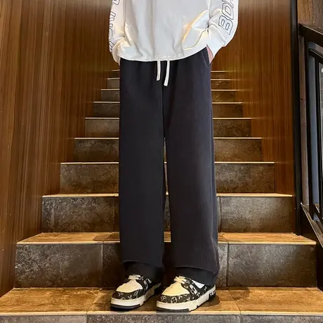 NWJ春秋男式休闲长裤灯芯绒直筒裤舒适百搭运动长裤潮流宽松卫裤商品大图