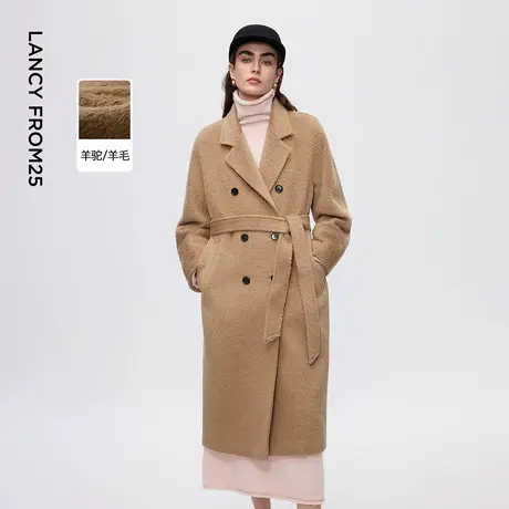 朗姿翻领气质高级感长款毛呢外套显瘦百搭呢子大衣2025年冬季新款商品大图