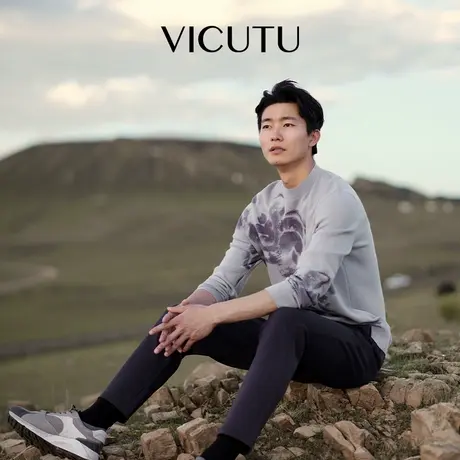 VICUTU/威可多男士长袖针织衫新款舒适时尚潮流商务休闲打底衫图片