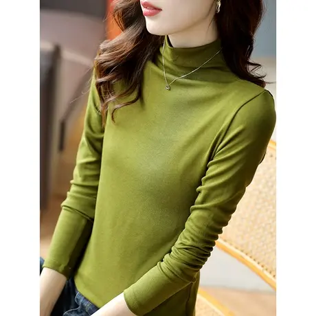 宝诗黎半高领修身显瘦针织衫秋季百搭保暖内搭基础新款上衣打底衫商品大图