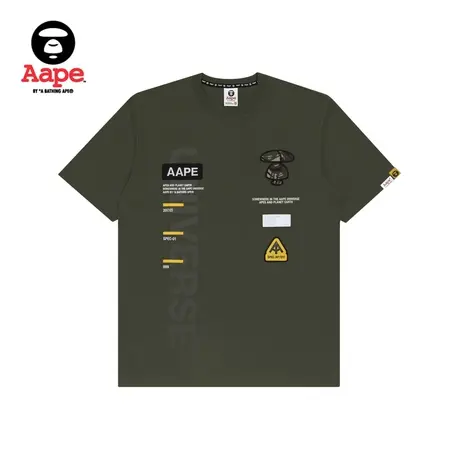 Aape男装春夏猿颜徽章字母标签撞色印花短袖T恤0683XXG图片