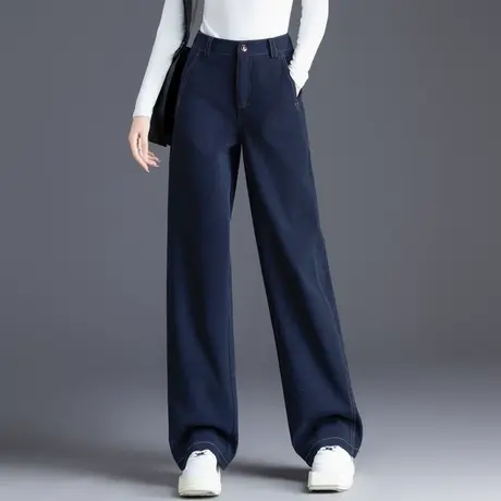 毛呢阔腿裤女高腰冬季2023新款加厚外穿裤子郑州女裤小个子直筒裤图片