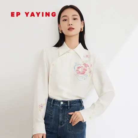 EP雅莹国风 龙年限定2024早春新品 桑蚕丝印花新中式衬衫女 2215A图片