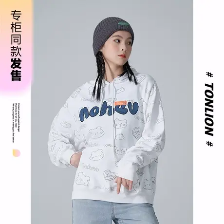 [商场同款]唐狮春秋季卫衣女装连帽满印卫衣休闲时尚满印卫衣潮商品大图