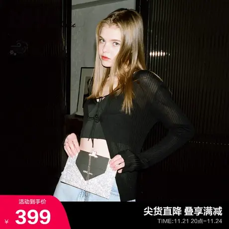 LINCCHIC金羽杰修身针织衫女凉感真丝针织开衫外套女淡人穿搭346Y图片