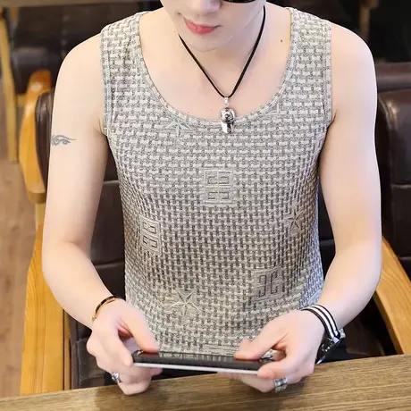 2025新款背心男潮牌夏季薄款汗运动男士无袖T恤套装宽松短裤坎肩图片