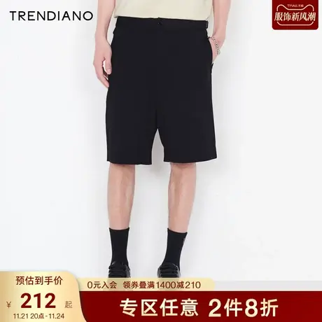 TRENDIANO潮牌官方夏季男装裤子帅气百搭不对称设计休闲短裤中裤商品大图