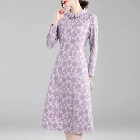 【1件7.9折】冬季新品时尚百搭打底裙简约修身中长款蕾丝连衣裙商品大图