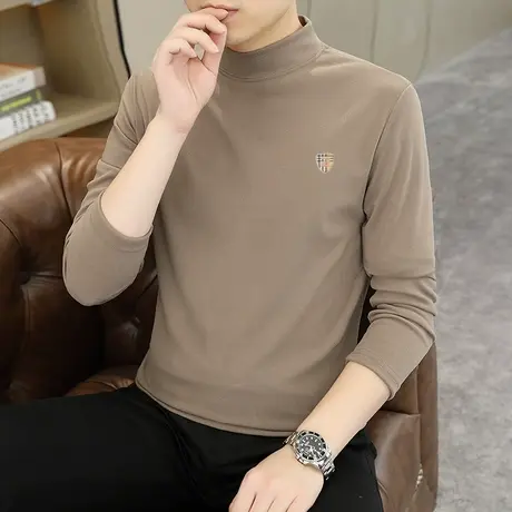 半高领长袖T恤男潮流保暖德绒秋冬季内衣时尚休闲2023新款打底衫商品大图