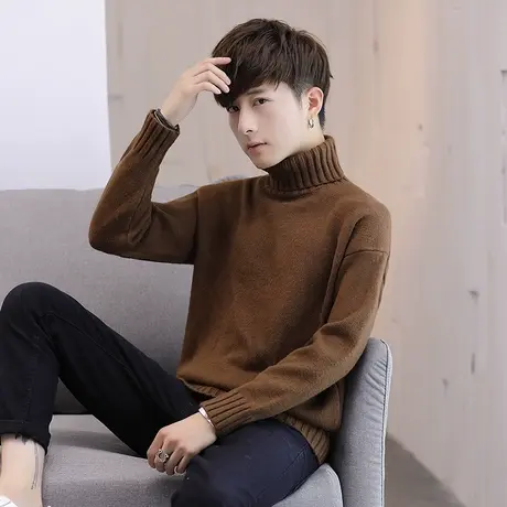 2025新款秋季长袖T恤毛衣男士高领上衣服加厚针织打底衫卫衣男装商品大图