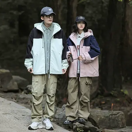 2023秋季户外防风防水冲锋衣男三合一可拆卸外套情侣款进藏登山商品大图