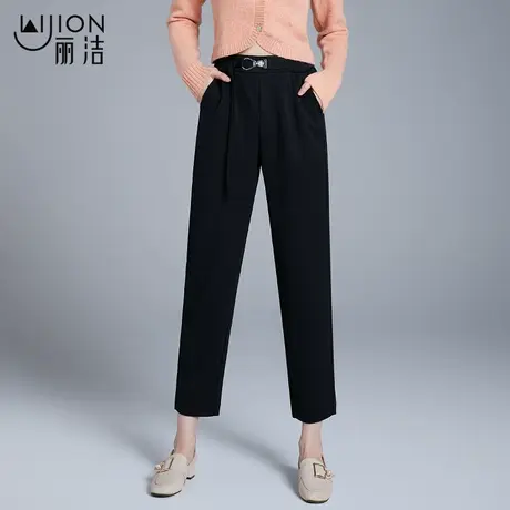 丽洁女裤休闲哈伦裤女2023年秋季新款高腰显瘦西装裤萝卜裤九分裤商品大图