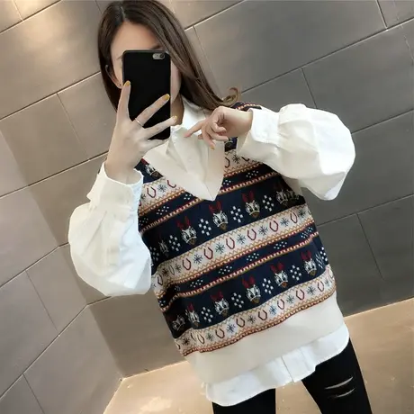 女士针织马甲背心2023年新款女宽松洋气马夹坎肩毛衣上衣图片