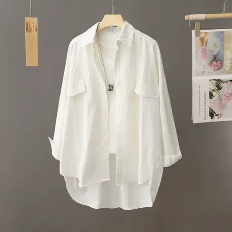 中长款休闲衬衫外套女2024秋季设计感小众设计感衬衣开衫上衣外搭图片