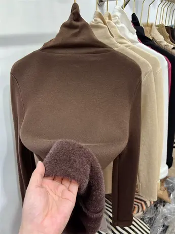 加绒加厚针织衫高领毛衣女秋冬2023年新款修身上衣套头洋气打底衫图片