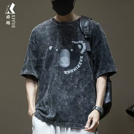 希越2024夏季新款短袖T恤男重磅男生体恤男士胖子宽松大码上衣潮商品大图