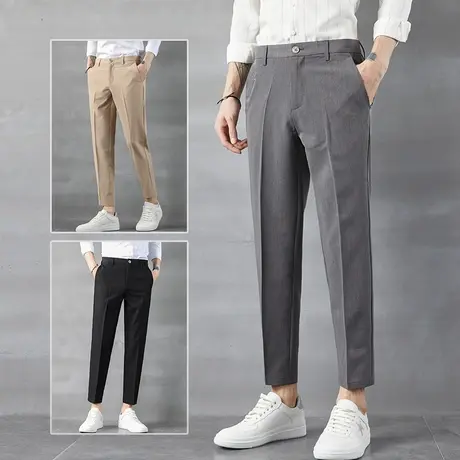 西装小西裤夏季超薄款九分修身小脚休闲裤子商务正装西服夏天男裤商品大图