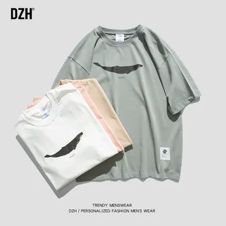 男士多彩印花t恤男短袖夏季薄款2023年新款纯棉美式体恤潮牌上衣商品大图