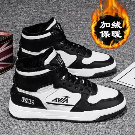 2023新款男鞋冬季高帮加绒保暖学生冬天棉鞋男士休闲运动平板潮鞋图片