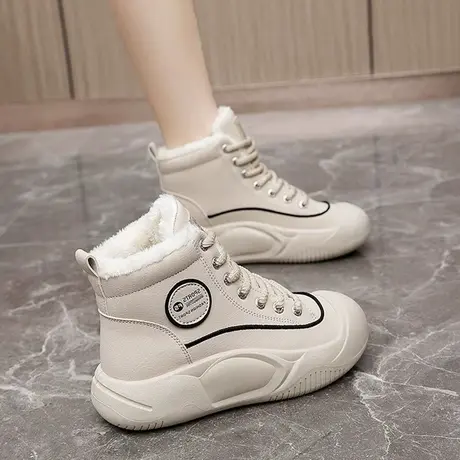 棉鞋女加绒加厚2023新款冬季防寒保暖马丁靴轻便百搭防滑雪地靴子商品大图