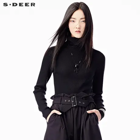 sdeer圣迪奥2018秋装新品高领修身弹力套头针织衫套头衫S17363539🖖图片