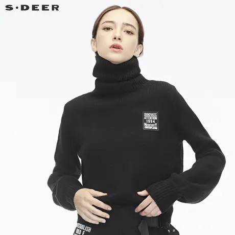 sdeer圣迪奥新潮撞色英文字母装饰个性搭袢飘带设计短裤S18480921商品大图