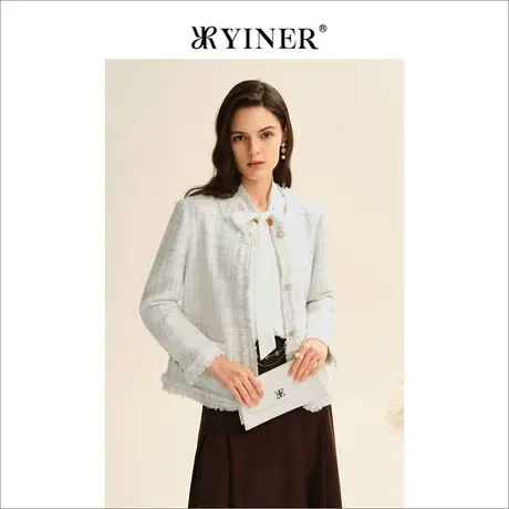 *【小香风】YINER音儿奥莱女装2022秋季宽松小香风短外套商品大图
